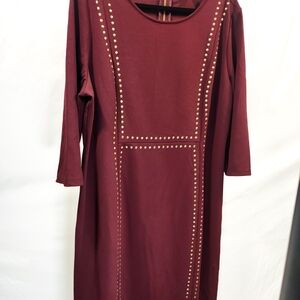 Elegant Burgundy Studded Dress